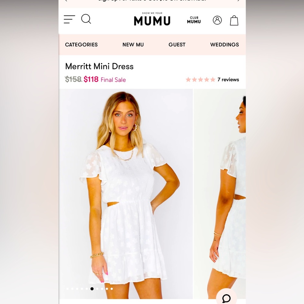 Show Me Your MuMu Merritt Mini Dress White Daisy (NWT) Large
